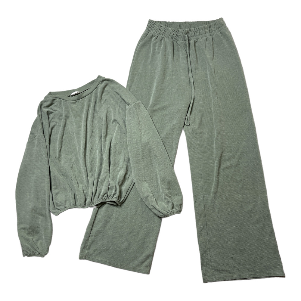 dee elly Green Two Piece Wide Leg Loungewear Outfit